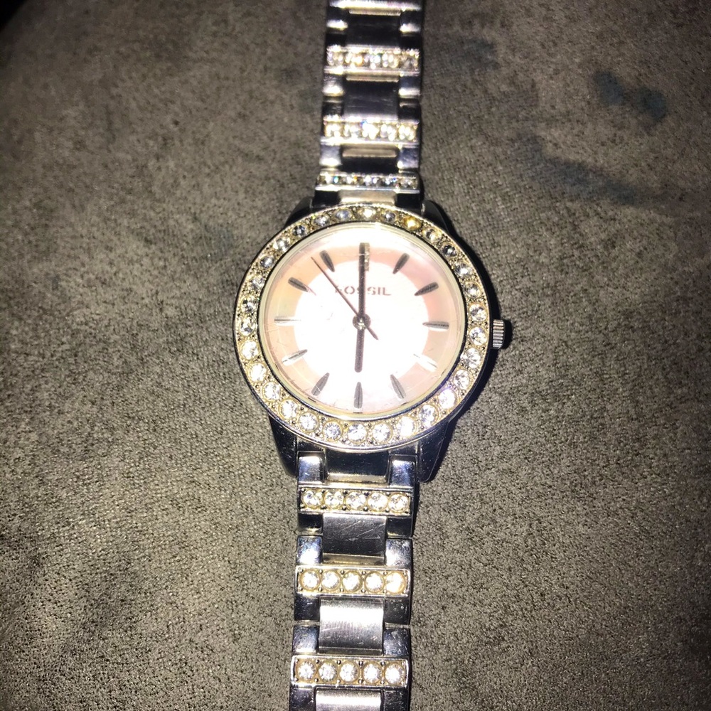 Pink FOSSIL rhinestone watch